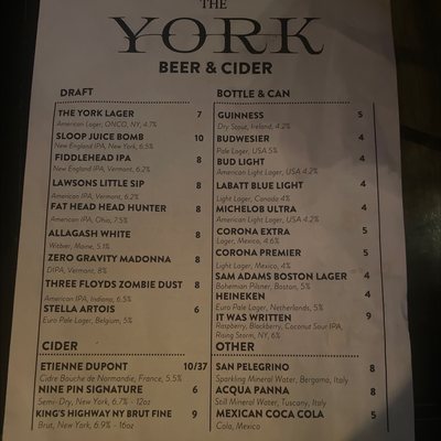 Menu photo 6 The York Syracuse, NY