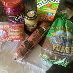 Euro Market - Real Rye bread. My favorite juice anytime in Poland.  A Polish mustard and Polish red cabbage.  Some meats