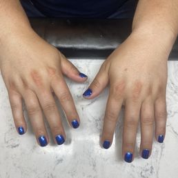 Blue gel manicure