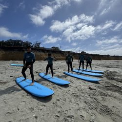 Pillar Point Surf School - Practicing pop-ups prior to entering the water is essential.