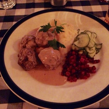 Blå Dörren - Elk meatballs with mashed potatoes and lingonberries... - Scandinavian Near Me - Stockholm, Alberta Blå Dörren - Elk meatballs with mashed potatoes and lingonberries... - Scandinavian Near Me - Stockholm, Alberta