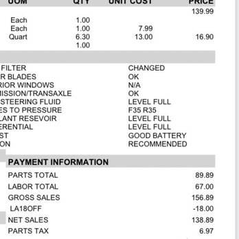 Jiffy Lube Oil Change - TOTAL I PAID - Oil Change Stations Near Me - Fontana, California