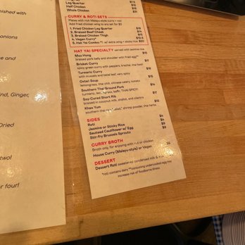 Hat Yai - Menu - Thai Near Me - Portland, Oregon