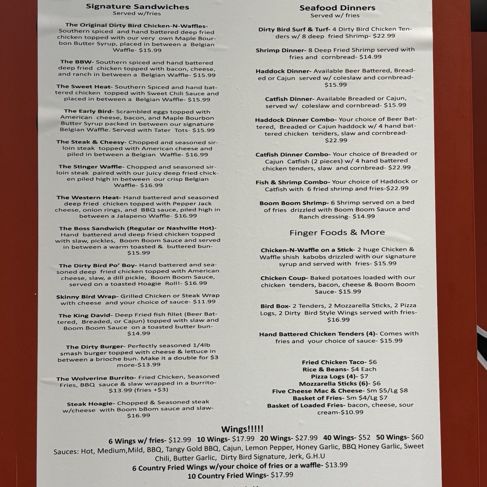 Dirty Bird Chicken N' Waffles - Menu - Food Trucks Near Me - Niagara Falls, New York Dirty Bird Chicken N' Waffles - Menu - Food Trucks Near Me - Niagara Falls, New York