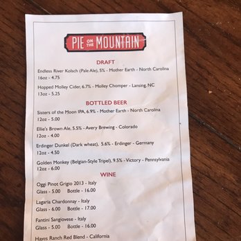 Pie On The Mountain - Limited, but tasty wine and beer list! - Pizza Near Me - Lansing, North Carolina Pie On The Mountain - Limited, but tasty wine and beer list! - Pizza Near Me - Lansing, North Carolina