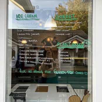 Clever Cow Creamery - a window with a menu - Desserts Near Me - Eastsound, Washington