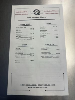 Menu photo 1 Local Q 707 Calistoga, CA Menu photo 1 Local Q 707 Calistoga, CA