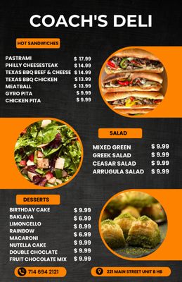 Menu photo 2 Coachs Deli Huntington Beach, CA