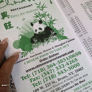 China Wang - a hand holding a menu for a panda restaurant - Chinese Near Me - Bronx, New York