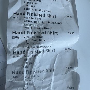 Iron & Steam - I& S  invoice  see for ex: the Michael Kors shirts - Dry Cleaning Near Me - Miami, Florida