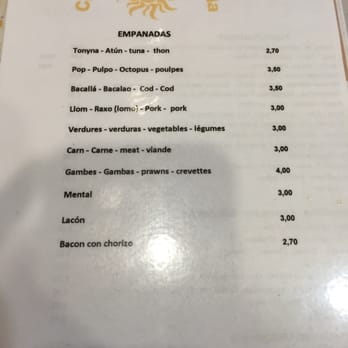Club de l'empanada - Empanada menu - Galician Near Me - Barcelona, B