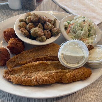 Soul Fish Cafe - Catfish Plate with Okra and Coleslaw - Southern Near Me - Memphis, Tennessee Soul Fish Cafe - Catfish Plate with Okra and Coleslaw - Southern Near Me - Memphis, Tennessee