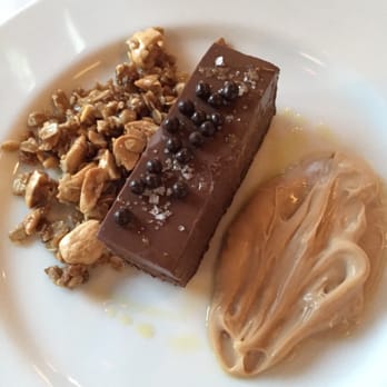 Cafe Lurcat - Milk Chocolate Cremeux with Marcona Almond Crumble and Nougat Cream. Rich and dreamy. - New American Near Me - Minneapolis, Minnesota