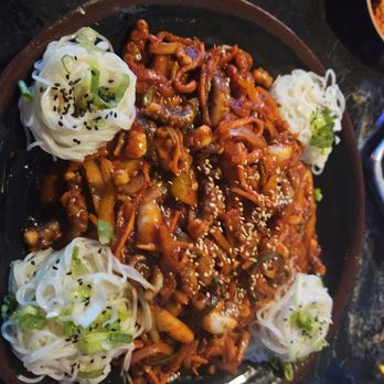 One Shot Pocha - Spicy octopus with thin noodles - Korean Near Me - Houston, Texas One Shot Pocha - Spicy octopus with thin noodles - Korean Near Me - Houston, Texas