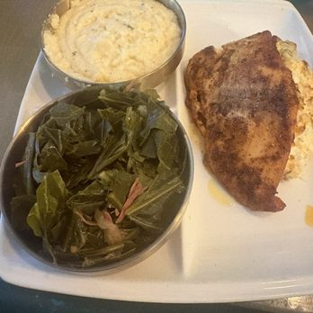 Soul Vibez - Chicago - My plate stuffed salmon grits and greens! Outstanding! - Desserts Near Me - Chicago, Illinois
