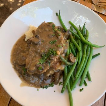 Tarpy's Roadhouse - Classic Meatloaf, green beans, mashed potatoes in a Madeira mushroom sauce - New American Near Me - Monterey, California