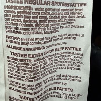 George's Tastee - Ingredients - Convenience Stores Near Me - Markham, Ontario