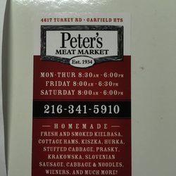 Sophie's Natural Pierogi - Peter's Meat Market address, hours and phone number.  This is  where SOPHIE'S CAFE is as well.