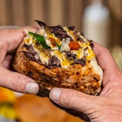 Avi Cue - The OG Wagyu beef shawarma sandwich