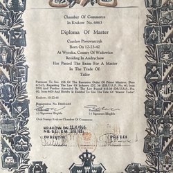 Chester's Custom Tailor - Master tailor certificate