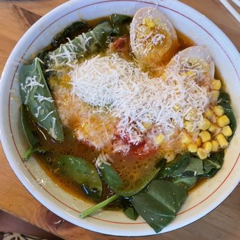 WAYA Japanese Izakaya - Chili Tomato Ramen with added boiled egg & corn - Japanese Near Me - Dallas, Texas WAYA Japanese Izakaya - Chili Tomato Ramen with added boiled egg & corn - Japanese Near Me - Dallas, Texas