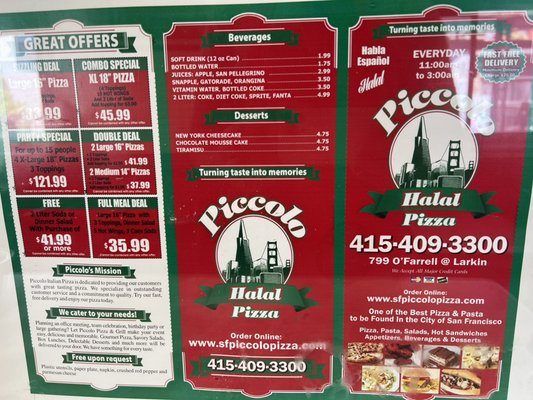 Menu photo 1 Piccolo Pizza San Francisco, CA Menu photo 1 Piccolo Pizza San Francisco, CA