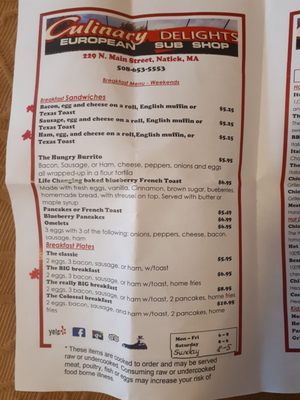 Menu photo 3 Culinary Delights Natick, MA