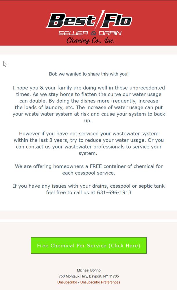 Slide of Best Flo Sewer & Drain Cleaning