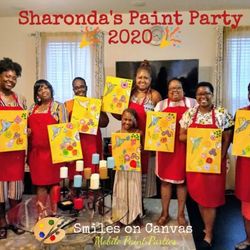 Smiles on Canvas Mobile Paint Parties - Finish Result of a successful PAINT Nd Sip !