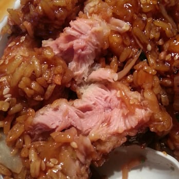 Yoan's Garden - Inside my sesame chicken. Most of the chicken pieces were pink. Others were white. - Chinese Near Me - Iselin, New Jersey Yoan's Garden - Inside my sesame chicken. Most of the chicken pieces were pink. Others were white. - Chinese Near Me - Iselin, New Jersey