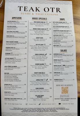 Menu photo 1 Teak OTR Cincinnati, OH