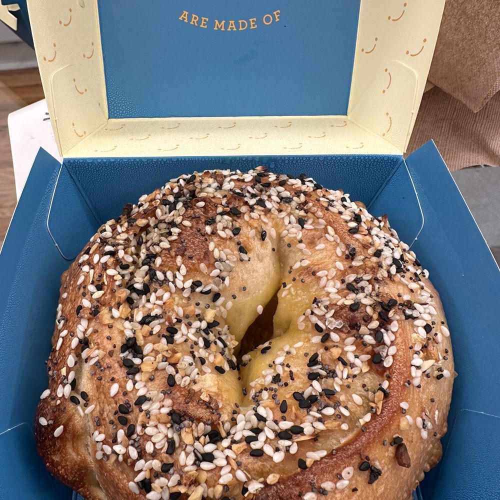 Moonrise Bagels  - Bacon, Egg & Cheese Stuffed Everything Bagel - Bagels Near Me - New York, New York