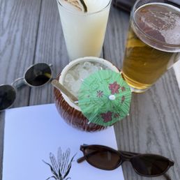 Frozen margarita, thc island cocktail, beer