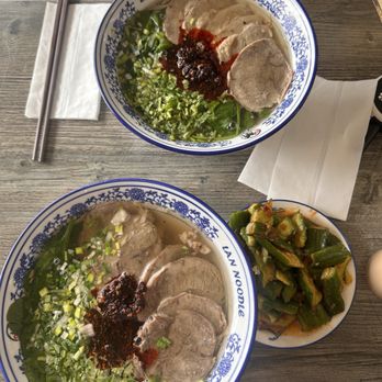 LAN Noodle - two spicy beef noodles with crushed chili cucumbers - Chinese Near Me - Arcadia, California