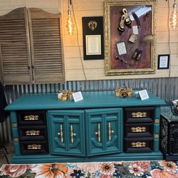 Reminisce - Vintage all hard wood dresser credenza with rich chunky handles