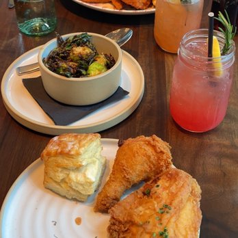 Yardbird - Chicken 'N' Watermelon 'N' Waffle (pictured near the guy with the watch) Lewellyn's Fine Fried Chicken w/ Crispy Brussels (in front of me) - Southern Near Me - Dallas, Texas Yardbird - Chicken 'N' Watermelon 'N' Waffle (pictured near the guy with the watch) Lewellyn's Fine Fried Chicken w/ Crispy Brussels (in front of me) - Southern Near Me - Dallas, Texas