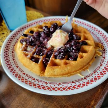 Mother Muffs - Blueberry Waffle served all day - Breakfast & Brunch Near Me - Colorado Springs, Colorado Mother Muffs - Blueberry Waffle served all day - Breakfast & Brunch Near Me - Colorado Springs, Colorado