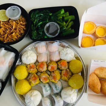 Furiwa Togo - Dim Sum Signature Platter surrounded by rice noodle Rice Roll with Shrimp, House Chili Noodles, Chinese broccoli, egg tarts, and footballs. - Dim Sum Near Me - Irvine, California