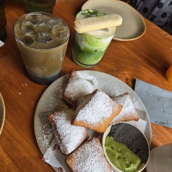 Between Us - Matcha Latte Tiramisu, Iced Black Sesame Latte, and Beignets - Breakfast & Brunch Near Me - San Diego, California Between Us - Matcha Latte Tiramisu, Iced Black Sesame Latte, and Beignets - Breakfast & Brunch Near Me - San Diego, California