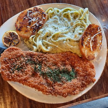 Kitchen Tales - Breaded pork and pesto fettuccine **new item - American Near Me - Conroe, Texas Kitchen Tales - Breaded pork and pesto fettuccine **new item - American Near Me - Conroe, Texas
