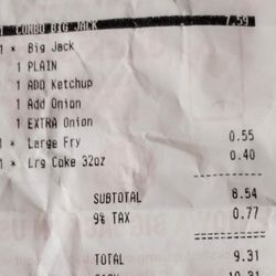 Jack's Family Restaurant - I was charged .95 cents for my upgrade, not the advertised .79 price