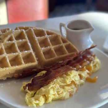 Silver Diner - Waffles, scrambled eggs and bacon - New American Near Me - Arlington, Virginia Silver Diner - Waffles, scrambled eggs and bacon - New American Near Me - Arlington, Virginia