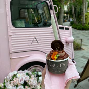 Angie's Epicurean - Chocolate ice cream with strawberry sauce - Ice Cream & Frozen Yogurt Near Me - West Palm Beach, Florida