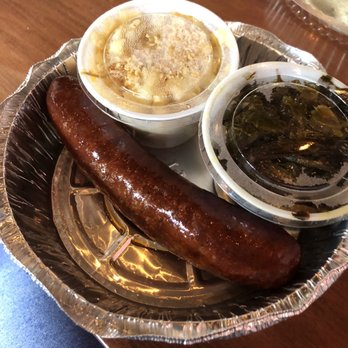 Feast BBQ - Spicy Smoked Sausage with Mac and Greens - Barbeque Near Me - Louisville, Kentucky Feast BBQ - Spicy Smoked Sausage with Mac and Greens - Barbeque Near Me - Louisville, Kentucky