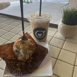 Cappuccino and Company - Moist blueberry muffin & horchata latte