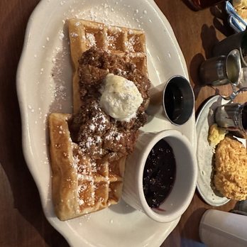 Tupelo Honey - Classic Chicken & Waffles with added blueberry compote - Southern Near Me - Franklin, Tennessee Tupelo Honey - Classic Chicken & Waffles with added blueberry compote - Southern Near Me - Franklin, Tennessee