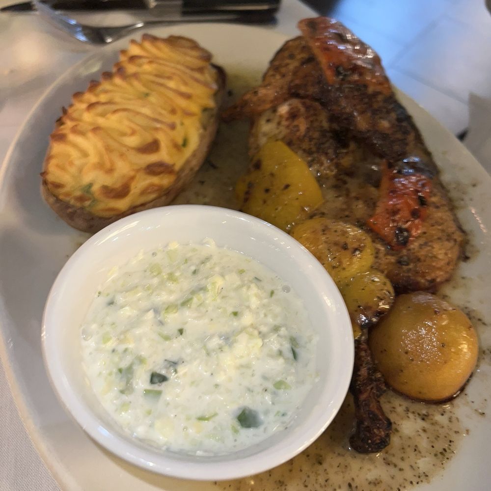 Carson's Ribs - Half BBQ Chicken Ultimate Double Baked Potato - American Near Me - Milwaukee, Wisconsin Carson's Ribs - Half BBQ Chicken Ultimate Double Baked Potato - American Near Me - Milwaukee, Wisconsin