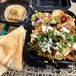 Chicken Kebab Plate and Baklava Chicken Kebab Plate and Baklava