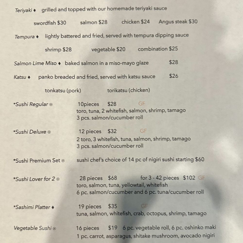 Kiku Japanese Restaurant - January 2025 menu of dinner entrees - Japanese Near Me - Pittsburgh, Pennsylvania