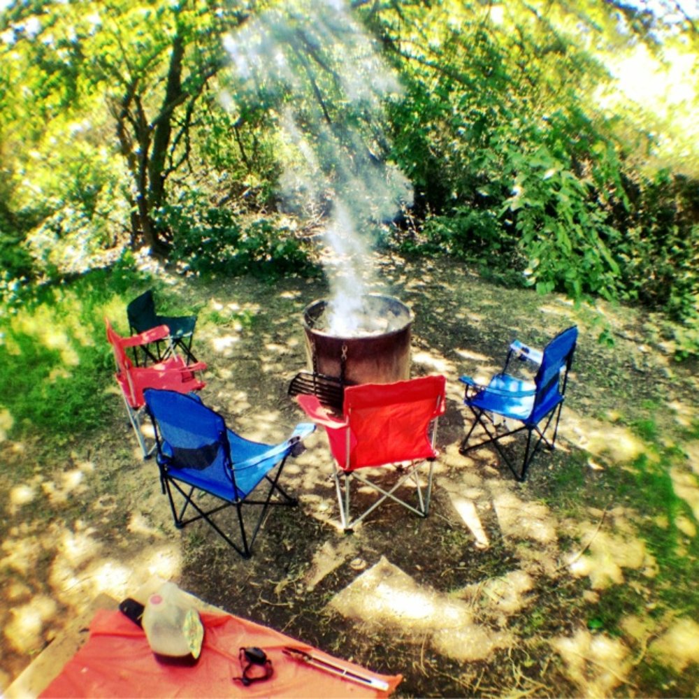 Nice site! The fire pit is a little high and you cannot adjust the grill height.
